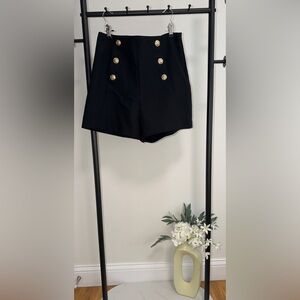 🖤Zara Black Viscose High Waisted Shorts with Gold Buttons | Size M 🖤